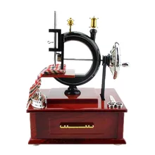 Vintage Retro Sewing machine Music Box With The Drawer Desktop Furnishing Articles Craft Ornaments Dynamic Music Box Gift
