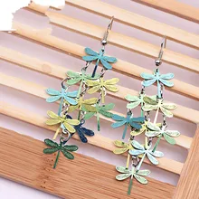 Милые вечерние серьги в богемном стиле, Разноцветные серьги стрекозы, богемное ювелирное изделие, длинные женские Серьги Brincos