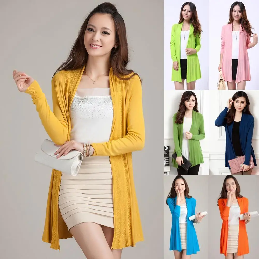 

2019 Fashion Knitted Cardigan Loose Long Sleeve Women Sweater Spring Candy Color Female Cardigans Women Knitted Outwear