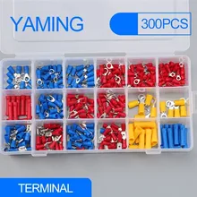Kit de bornes à sertir de fil électrique, 300 pièces assorties, connecteurs borniers isolés, rouge, jaune, bleu
