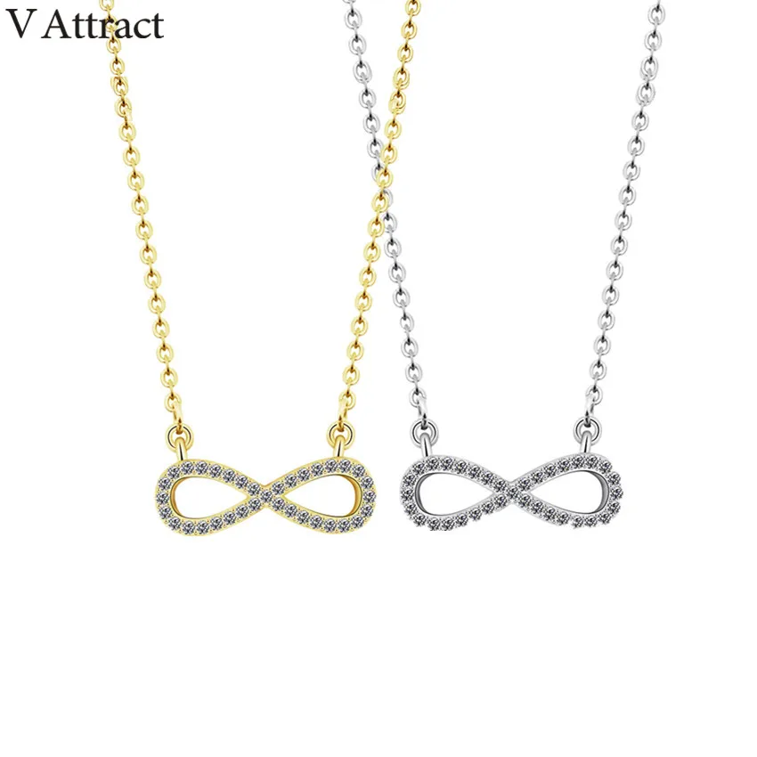 

V Attract 10pcs Gold Filled Vintage CZ Infinity Necklace Stainless Steel Chain Gold Gargantilha Bijoux Femme Geometric Kolye