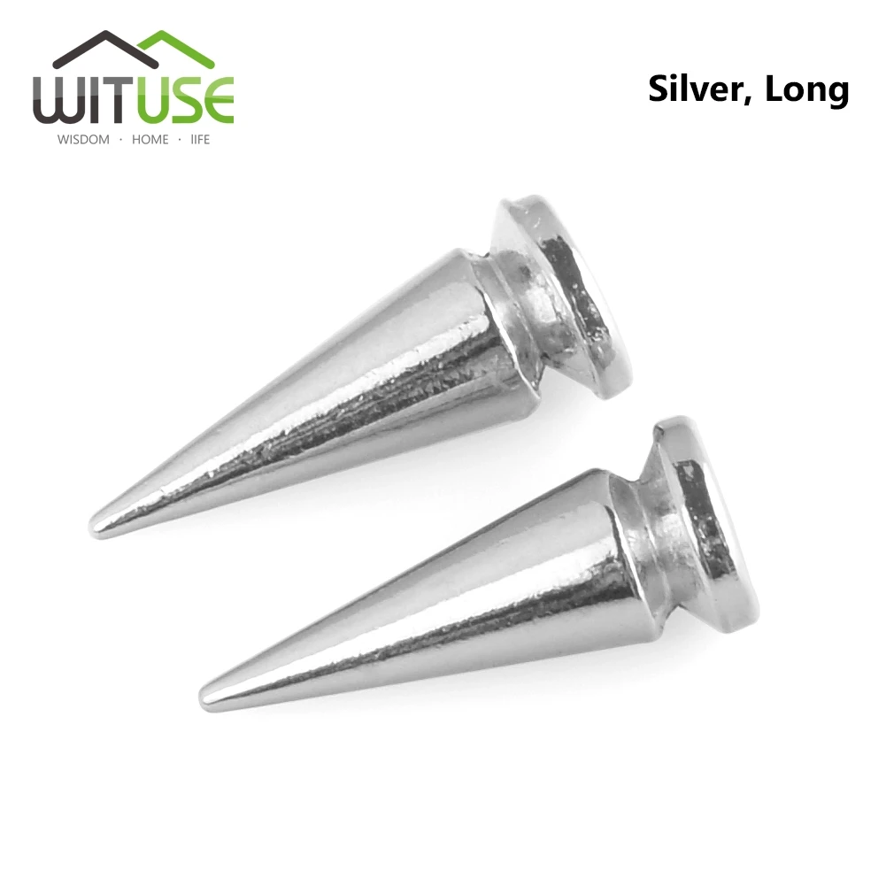 

Cool 10/26 mm spikes Rivets for leather bullet Golden Silver color Metal studs and spikes for Clothings Decoration 10pcs/bag