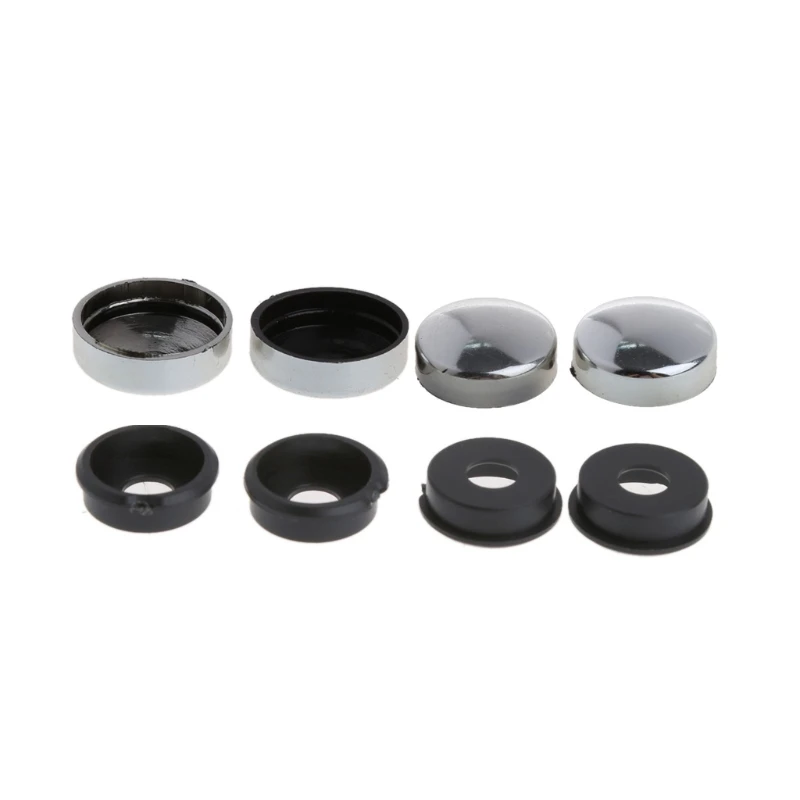 8 Pcs ABS Chrome License Plate Frame Screw Nut Caps+Bolt Cover Set For Car Truck