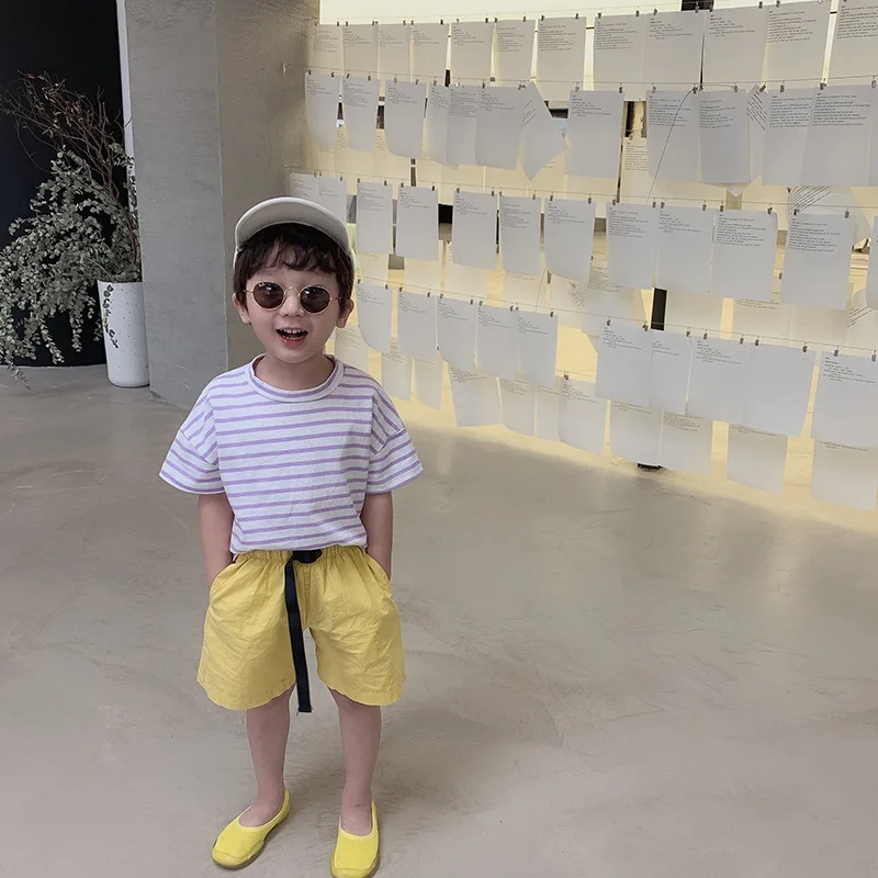 Летняя мода мальчиков хлопка белье сплошной цвет оплетки Шорты От 1 до 6 лет Детские универсальные повседневные шорты