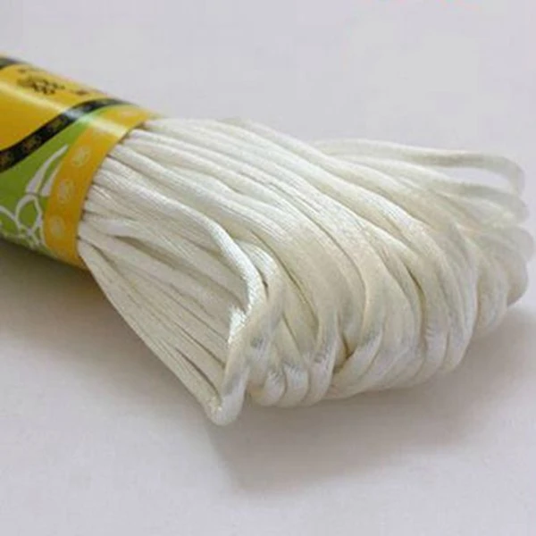 3 мм китайский узел атласный нейлоновый плетеный шнур веревка бисер макраме ручной работы нить шнуры 5 м - Цвет: White