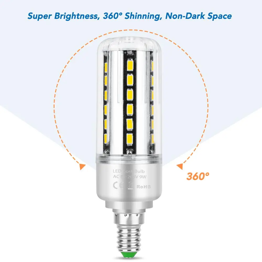 220 V светодиодный кукурузы лампы E27 E14 свечах 5 W 7 9 12 15 25 без мерцания Bombillas дома