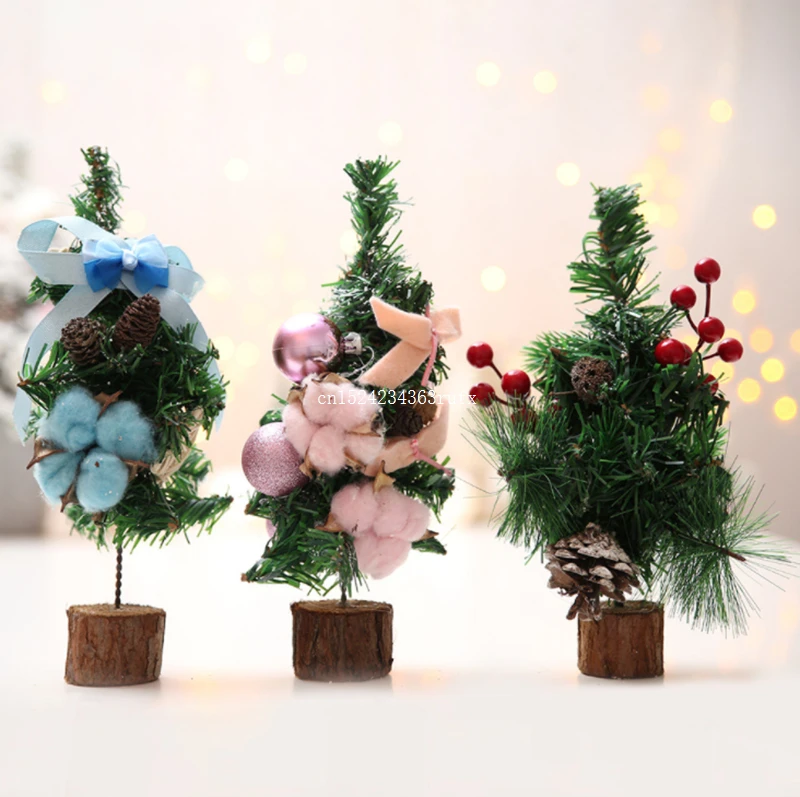 50 pcs diy 크리스마스 트리 바탕 화면 홈 오피스 장식 크리스마스 장식 아이 선물에 배치 작은 미니 크리스마스 나무