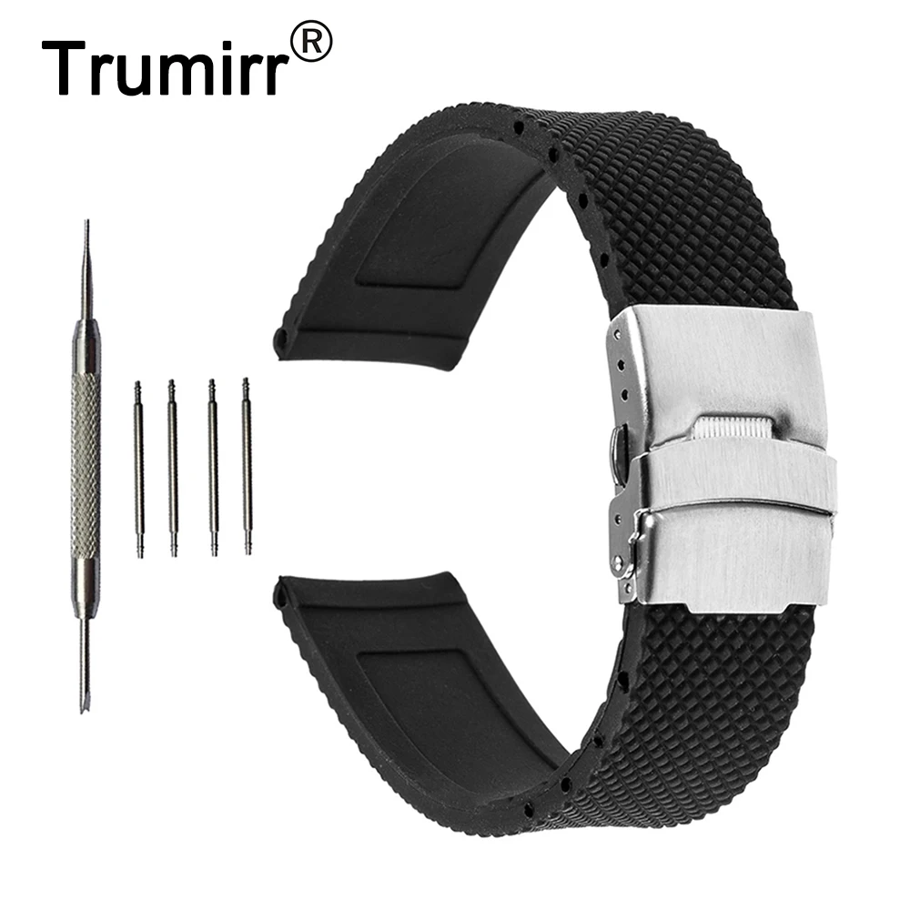 19mm 20mm 21mm 22mm 23mm 24mm Mesh Pattern Silicone Rubber Watch Band