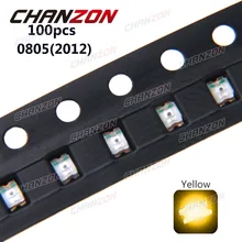 100 шт. 0805(2012) желтый поверхностный монтаж SMD СВЕТОДИОДНЫЙ чипы 20mA 2V 592nm светодиодный светильник светодиод лампы электронные компоненты для PCB