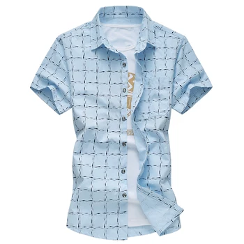 

2018 New Plaid Casual Shirt Men Camisa Masculina Male Short Sleeve Shirt Chemise Homme Mens Shirts Camisas Social Hombre