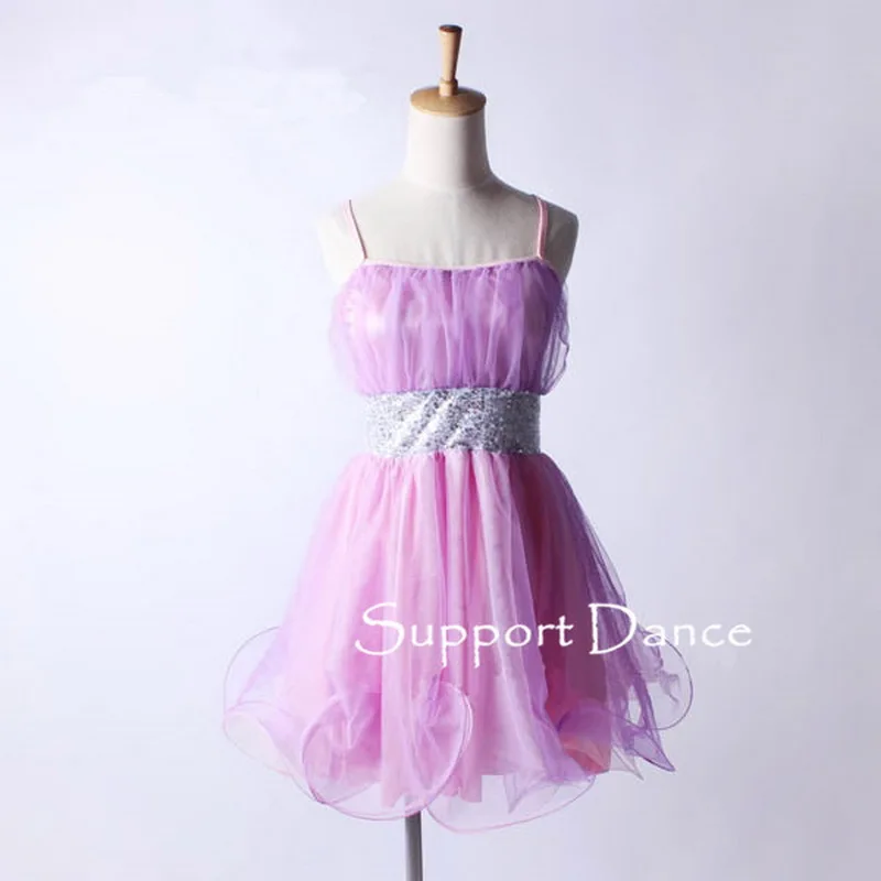 

Girls Women Chiffon Camisole Latin Dress Kids Adult Modern Dance Costume C127