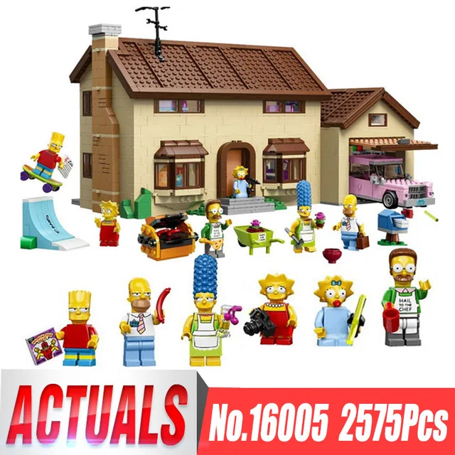 Совместим с серией Симпсонов, модель 71006, строительные игрушки, дом Симпсонов, 2575 шт., 16005, строительные блоки, игрушки и хобби