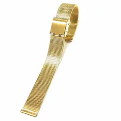 16 мм Нержавеющая сталь тонкая сетка Дамы Для мужчин браслет золото wb1221c16sb