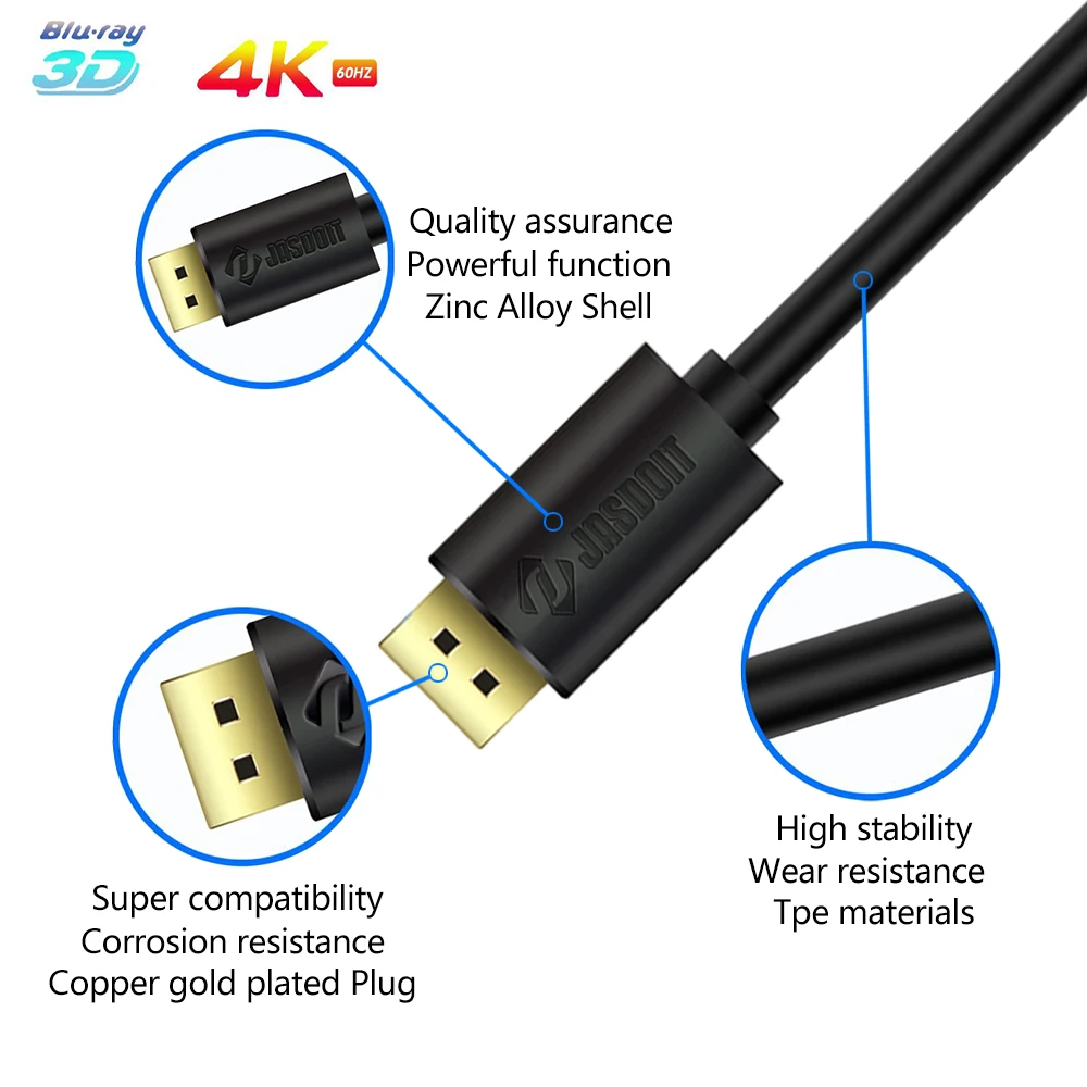 كابل 4 K 30 hz موانئ دبي DisplayPort إلى موانئ دبي كابل عرض ميناء الحبل الصوت 1 M 2 M 3 M ل HDTV العارض PC كمبيوتر محمول