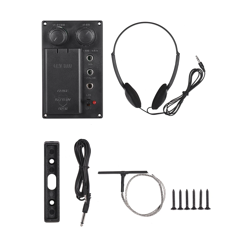 Electric Violin Piezo Pickup System Silent EQ Violin Pickup System with Headphone Audio Cablein