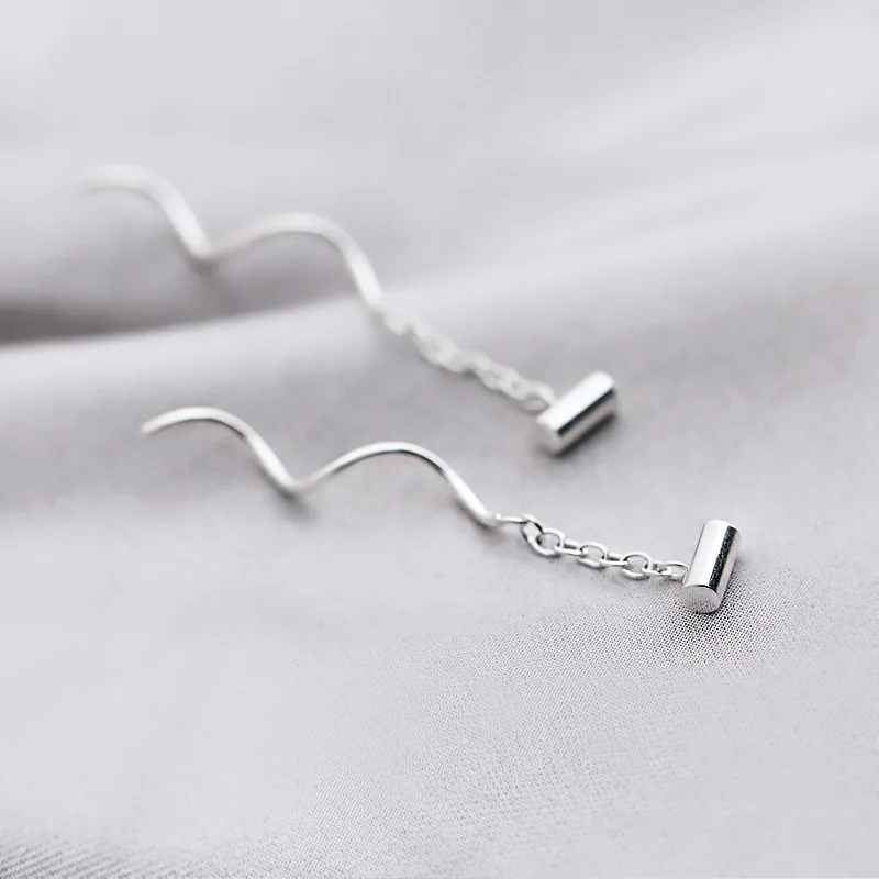 

Simple Design Brincos Geometry Wave Dangle Earrings for Women Silver Plated Fashion Jewelry Accessories for Women Wholesale