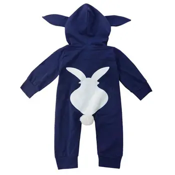 

Baby Rabbit Ear Hoodied Romper Autumn Winter New Infant Toddle Conjoined Kids Girl Soft Cotton Cute Pajamas