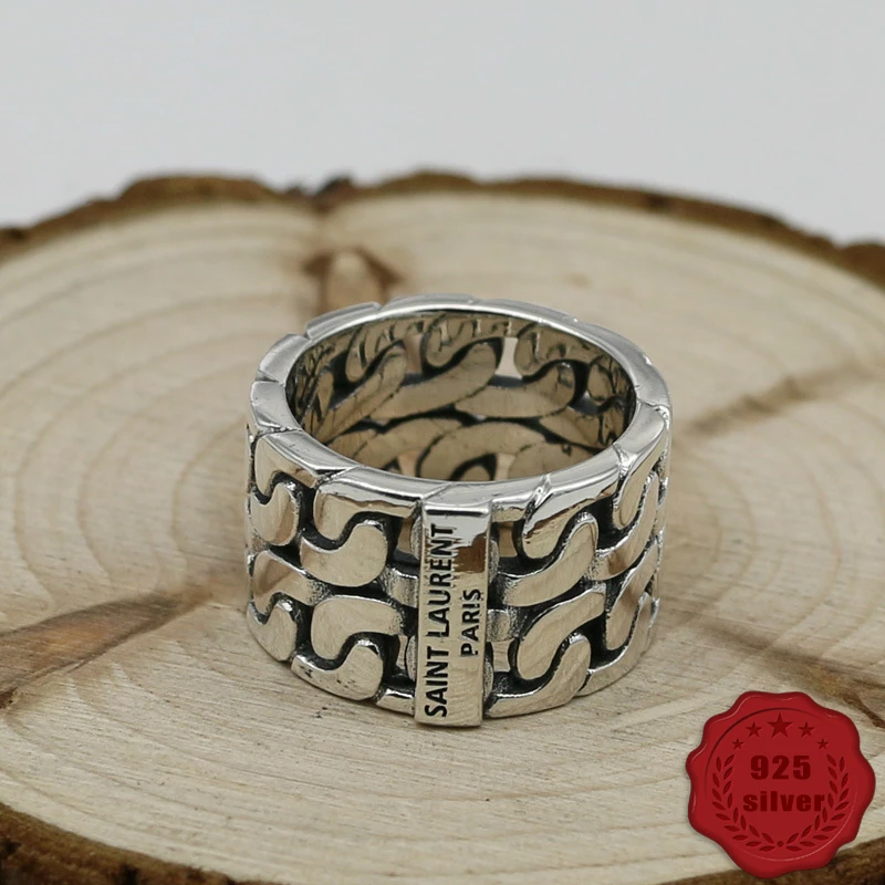 

100% 925 sterling silver ring personality retro fashion hip-hop style punk style woven simple creative men jewelry 2018 new hot