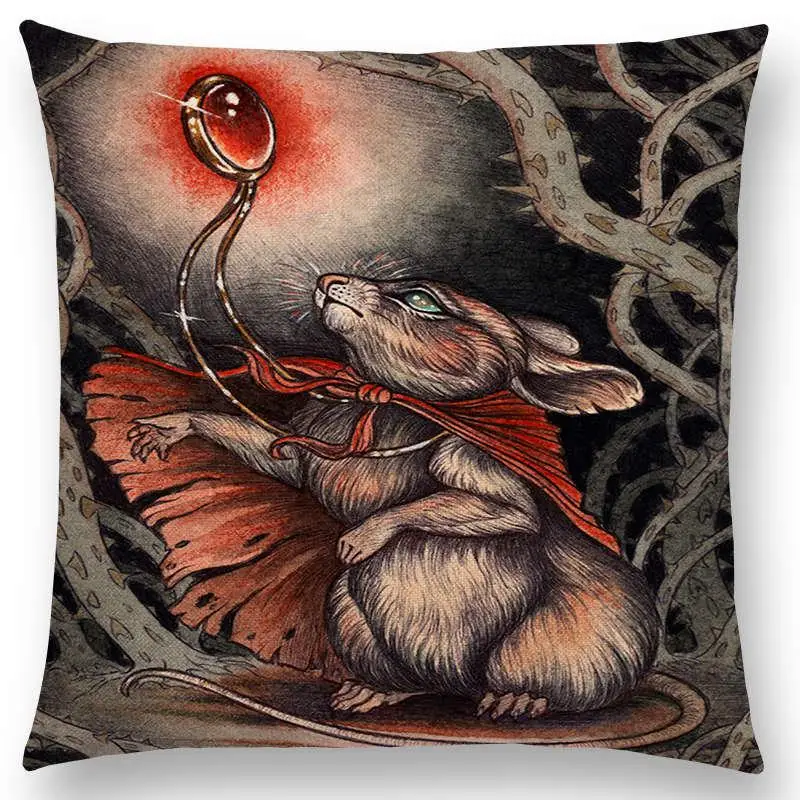 Чехол на диванную подушку с изображением темных волшебных существ таинственных монстров мифических зверей, кошек, оленей, птиц, лисы, тигра, змеи - Цвет: a030413