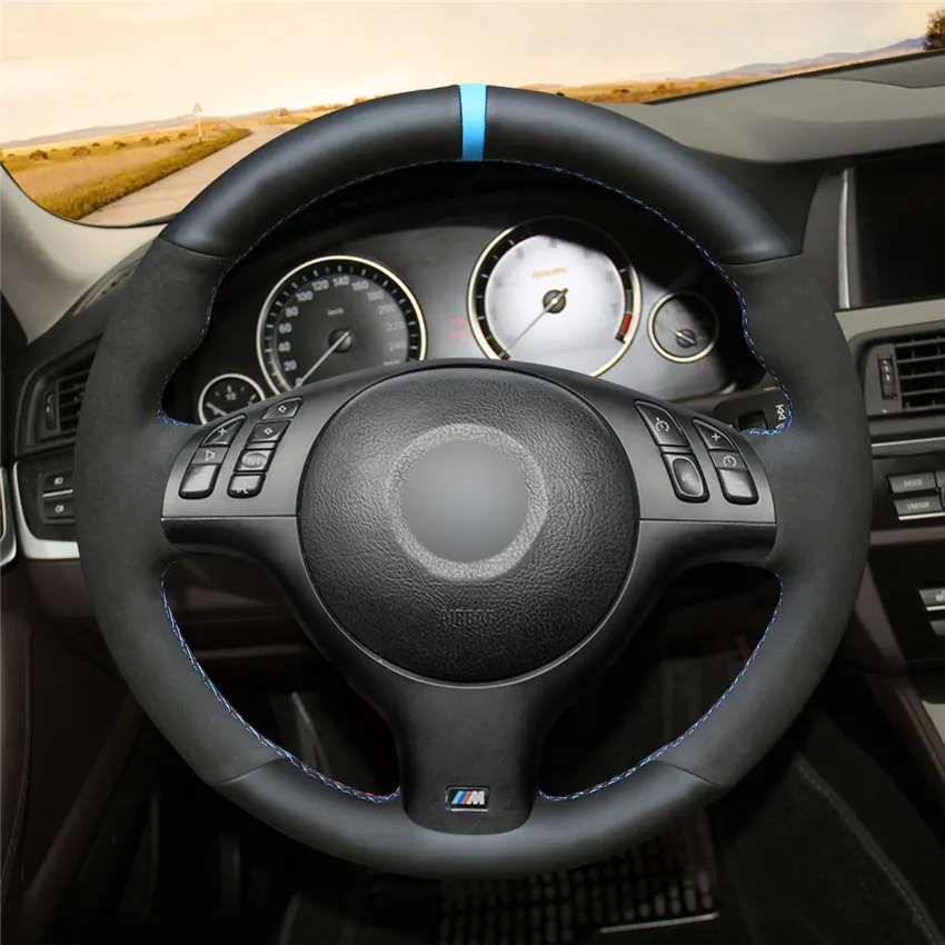 MEWANT натуральная кожа замша Синий Маркер крышка рулевого колеса для BMW E46 E39 330i 540i 525i 530i 330Ci M3 2001-2003 аксессуары