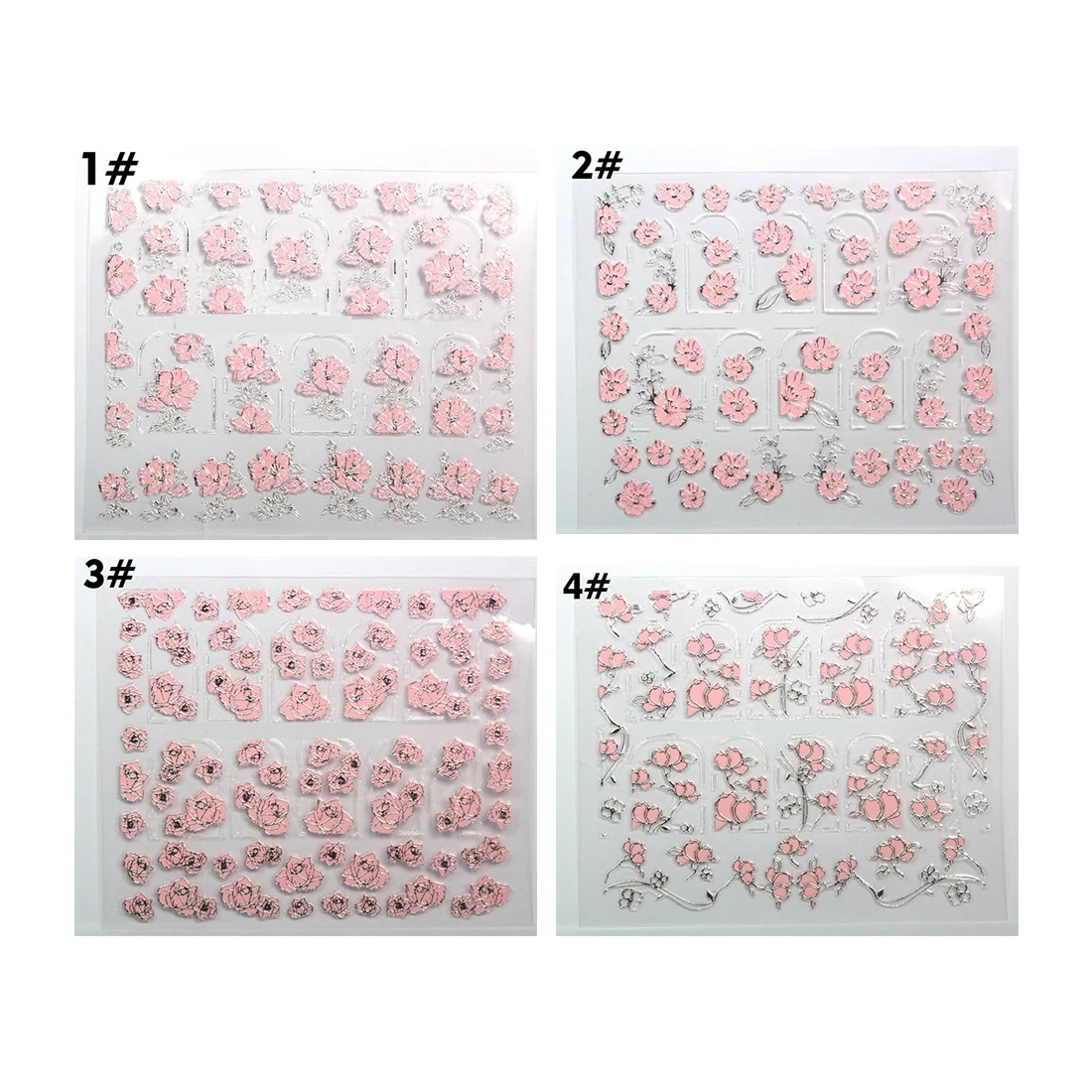 1 Sheets 3D Design Beautiful Pink Flower Nail Art Nail Sticker Nails Decal Nail Tools