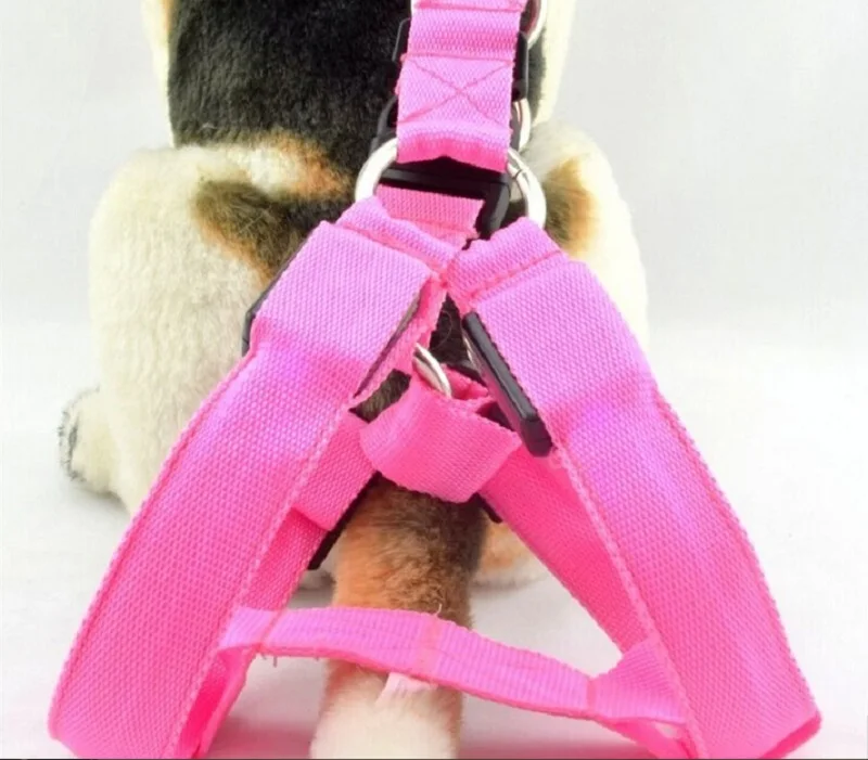 G26 модный нейлоновый светодиодный поводок для собак, ошейник для питомцев, кошек, собак, поводок для безопасности, светящийся поводок для собак, для маленьких щенков - Цвет: Pink