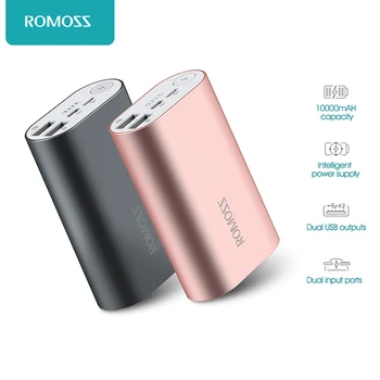 ROMOSS ACE 10000mAh Dual USB Outputs Aluminum Alloy External Battery Pack Power Bank