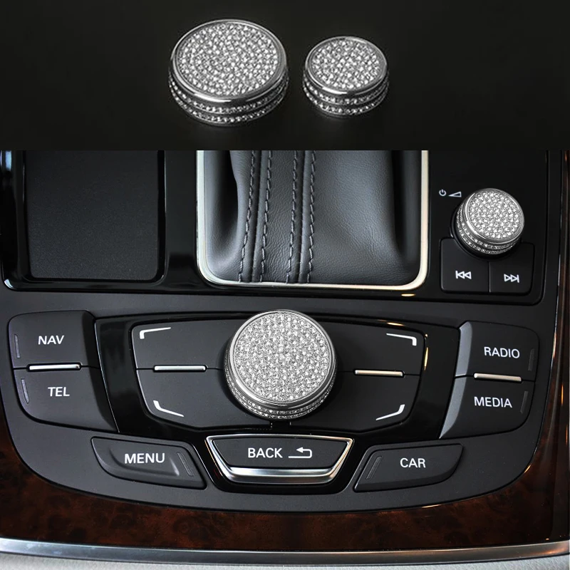 1PCS Real Carbon Fiber Multimedia Button Cover Trim For Audi A6 C7 2012-2018