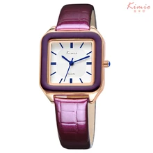KIMIO Ladies Fashion Bright Color Square Dial Luxury Brand Women’s Watches Leather Female Watches Women Wrist Watch For Women