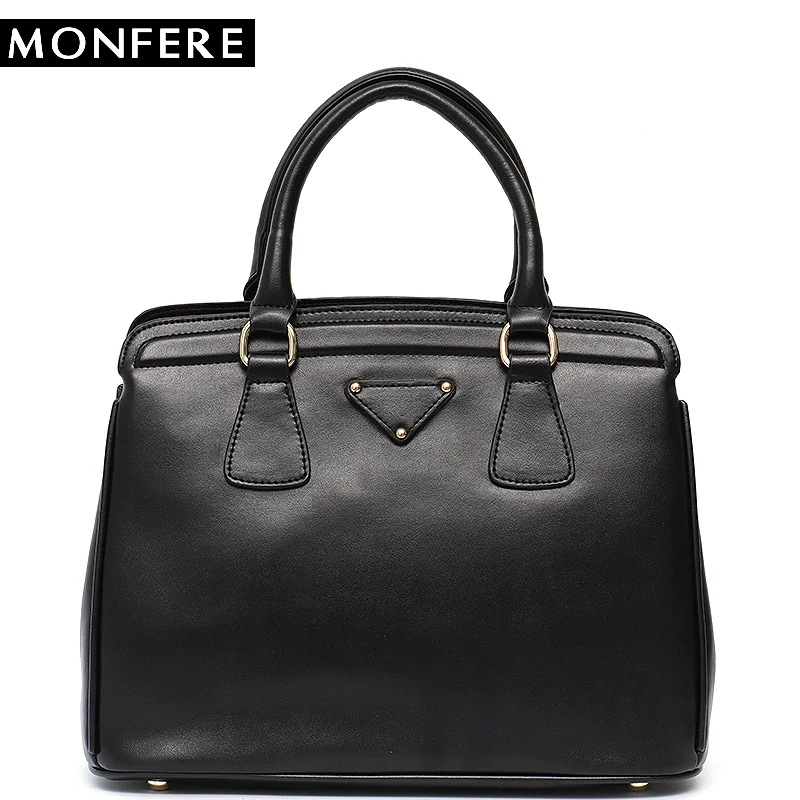 

MONFERE Fashion Large Female Handbag Tote Bags for Women 2018 Formal Work Multi Sections Spilt Leather Black Cross Body Handbags