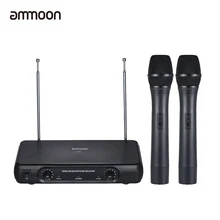 Ammoon VHF беспроводной двухканальный ручной микрофон караоке 6,35 мм выход с функцией усилителя встроенный BT для iPad/PC