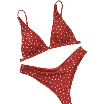 

Plus Size Summer Women Love Printing Bodysuit Set Push-Up Padded Bra&Panties Set Swimsuit Swimwear Bra&Panties 0516