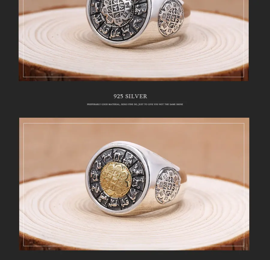 Этническое вращающееся кольцо для пары, настоящее серебро 925 пробы, ювелирное изделие, знак зодиака тай чи, кольцо для мужчин и женщин, ювелирное изделие FR31