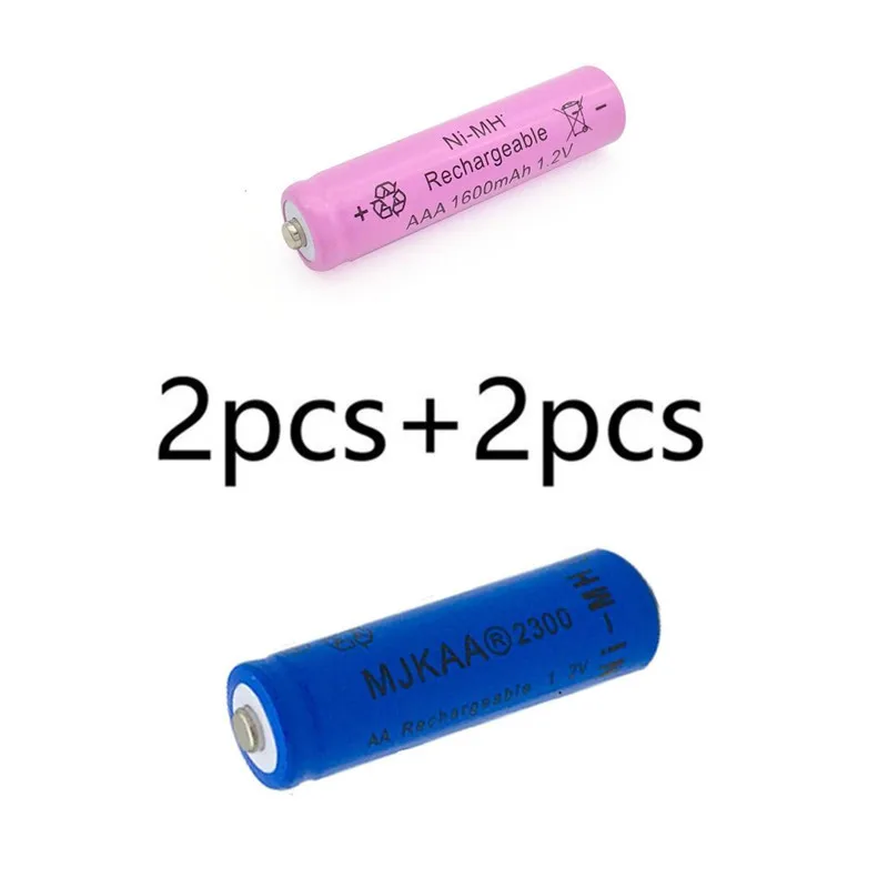 20 шт AA синие 2300mAh Ni-MH аккумуляторы+ 20 шт AAA 1600mAh Аккумуляторы - Цвет: 2pcs and 2pcs