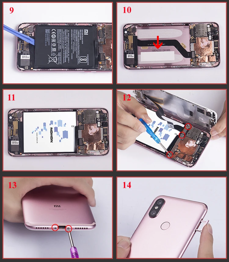 Nohon Battery For Xiaomi 6X BN36 Mi 6X Real Capacity 2910mAh 3010mAh mobile Li-polymer Bateria +Tools For Xiaomi Mi 6X Batteries 2019 Details (11)