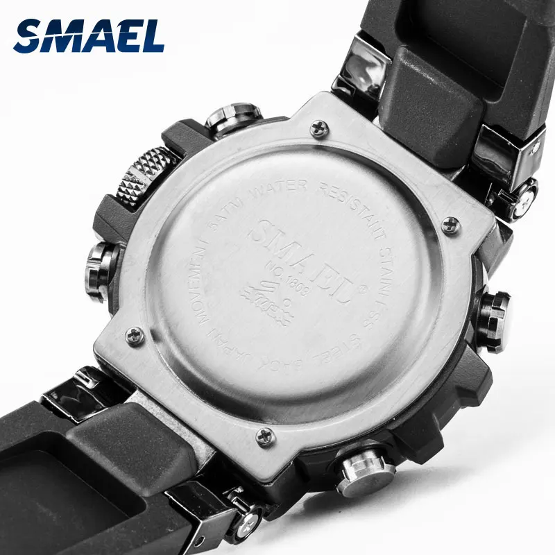Мужские военные часы, SMAEL часы, мужские цифровые армейские часы, двойной светодиодный браслет relogio masculino1803, мужские спортивные водонепроницаемые часы