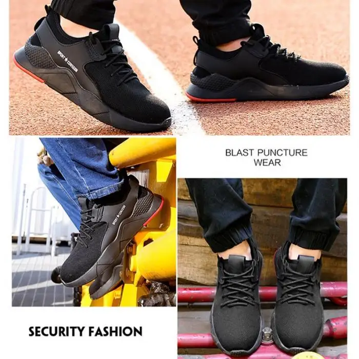 1 пара тяжелых кроссовок, безопасная рабочая обувь, дышащая, противоскользящая, прокалывающая, для мужчин, JT-Прямая поставка