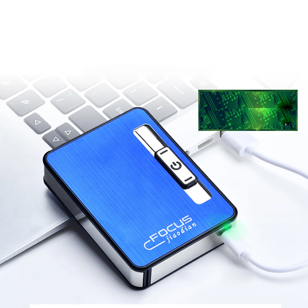Портативный ветрозащитный портсигар зарядка через usb электроподжиг