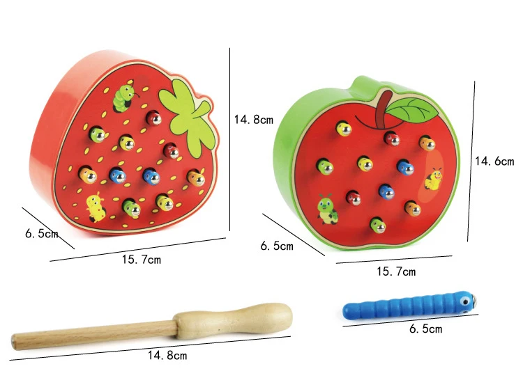 Новая игра "Лови червя", Магнитные деревянные блоки существ, игрушки для детей, Обучающие Игрушки для раннего обучения, деревянные блоки, игрушки