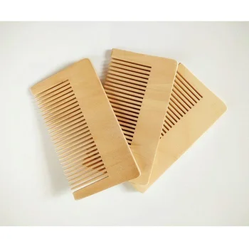 

1PCS Natural Wood Pocket Beard Comb Wholesale Small Comb Fine Tooth Square For Men Beard Care Hair Brush Comb Engrave Logo