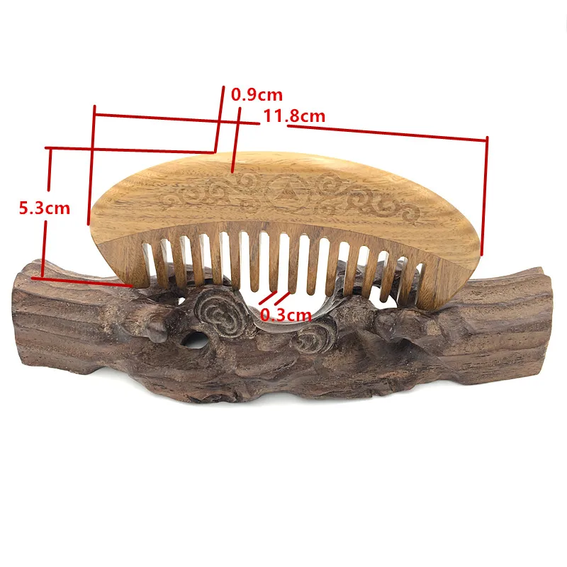 Натуральное зеленое сандаловое дерево, Расческа с широкими зубцами, Антистатическая Массажная расческа для головы, аксессуары для ухода за волосами, L-K971