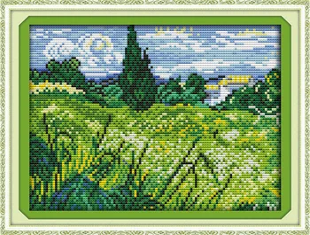 

Joy Sunday The field by great Van Gogh DMC threads Chinese Cross Stitch Kits printed Cross-stitch set Embroidery Needlework