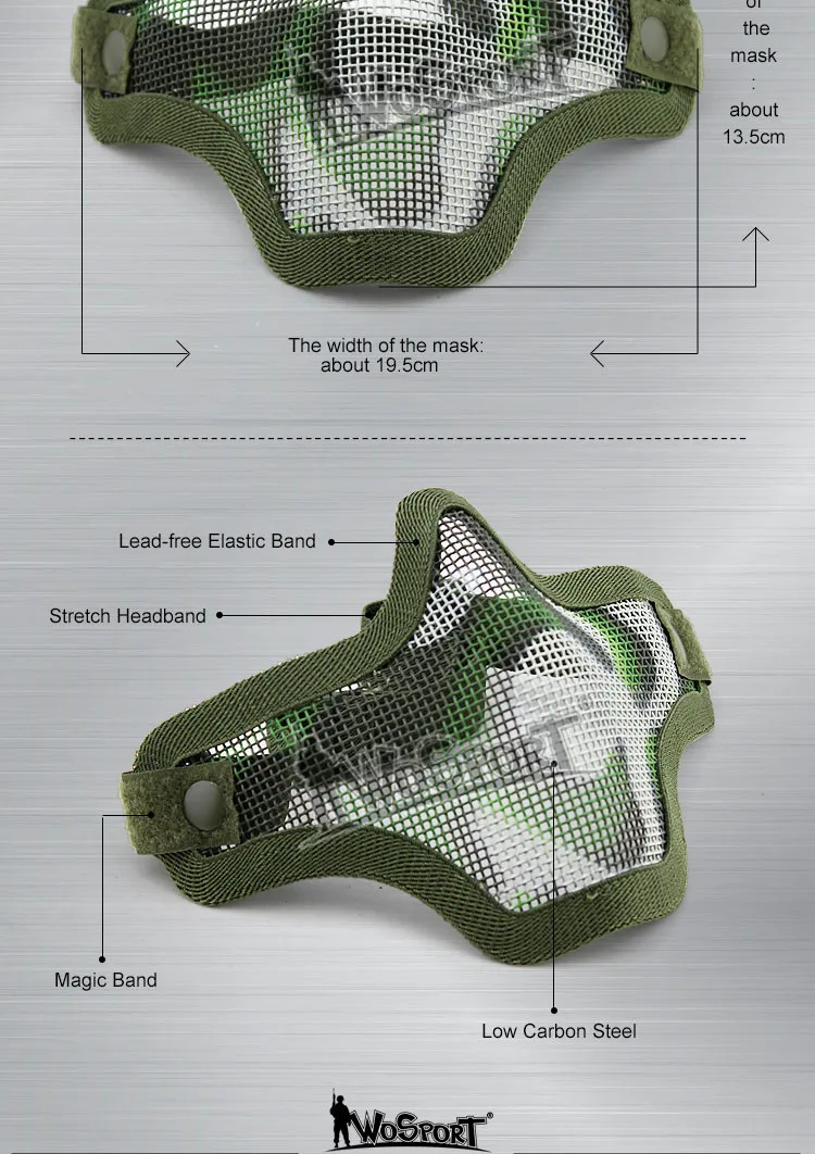 WoSporT V1 Scout один ремень Череп Половина из металла Сталь чистых safty тактический маска для Военная Униформа Косплэй страйкбол Пейнтбол CS Фейлд