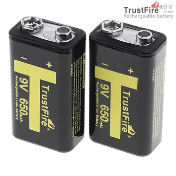 

TrustFire 9V 6F22 650mAh Rechargeable Lithium Battery with Plastic Storage Box For Microphone/Detector Li-ion Batteries