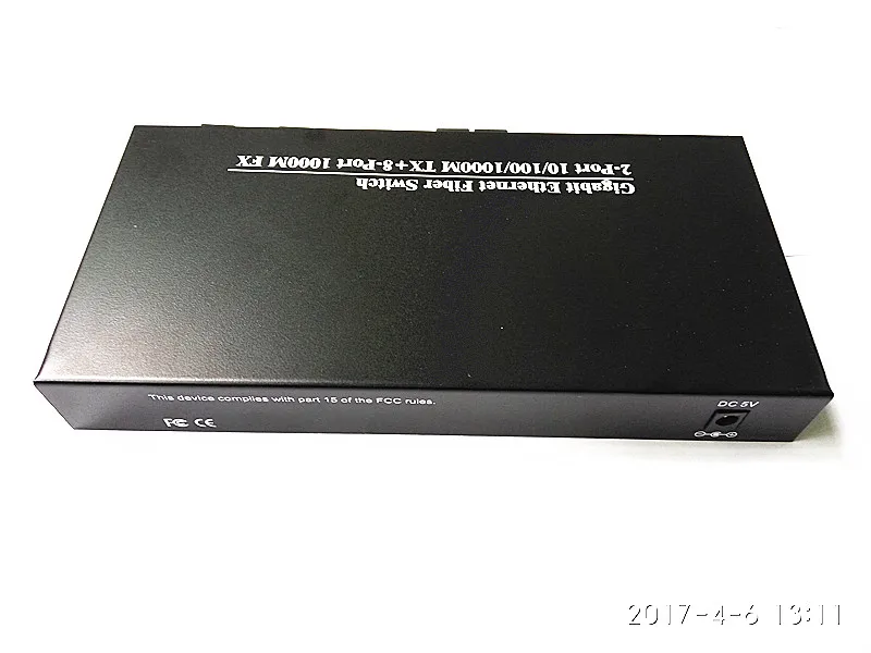 10 портовый гигабитный волоконный коммутатор с 2 портами RJ45 + 8 sfp сетевой 4 парой