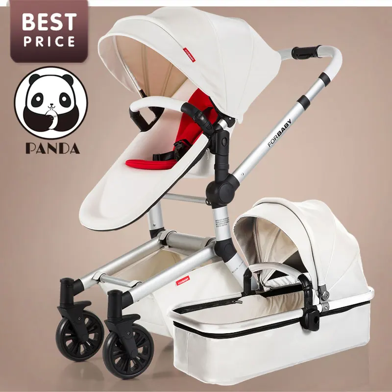 

2017 Babypanda Store Luxury Baby Stroller With Carrycot White Frame 2 in 1 High-landscape View European Pram Baby Carriage