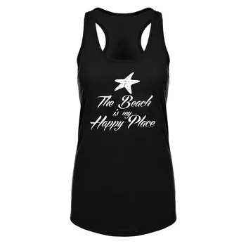 

The BEACH Is My Happy Place Racerback Casual Tank Tops Womens Shirts