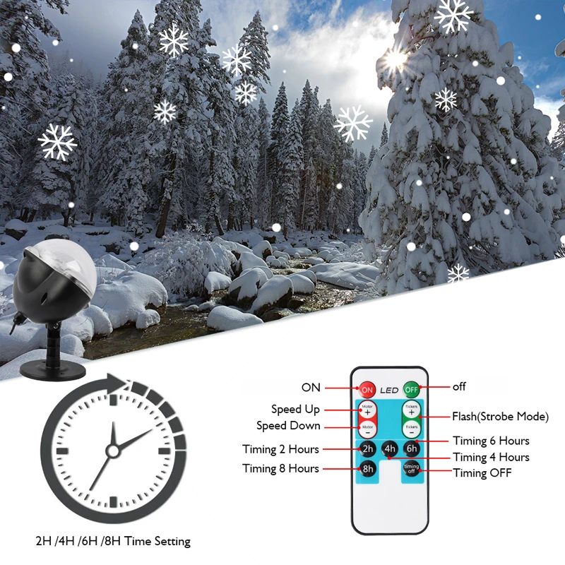 Snowflake Lights Outdoor LED Projector Lamp Waterproof Moving Snowfall Light with Remote Control for ChristmasHoliday Party Decorative(13)