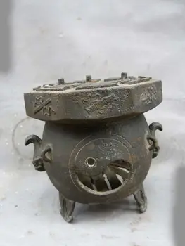 

8" China Old Iron carved eight treasures Eight Diagrams Cook Tea Stove furnace