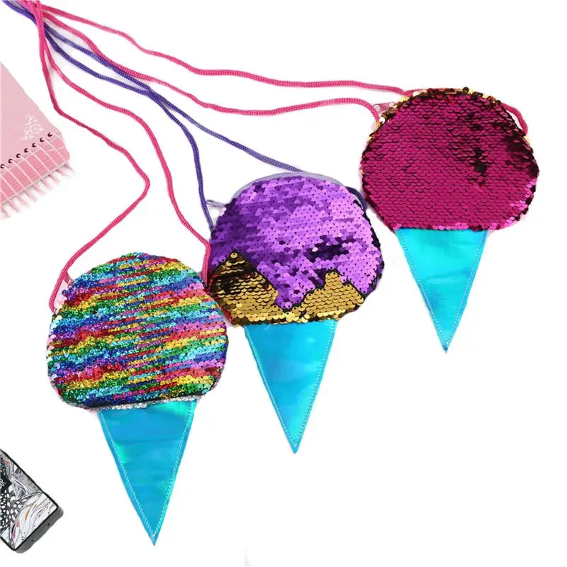 

Sequins Mini Shoulder Bag Kids Children Girls Ice Cream Sequin Ceossbody Purse Gifts 20.5x12.5cm